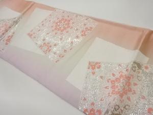 色紙に華紋模様織出し袋帯